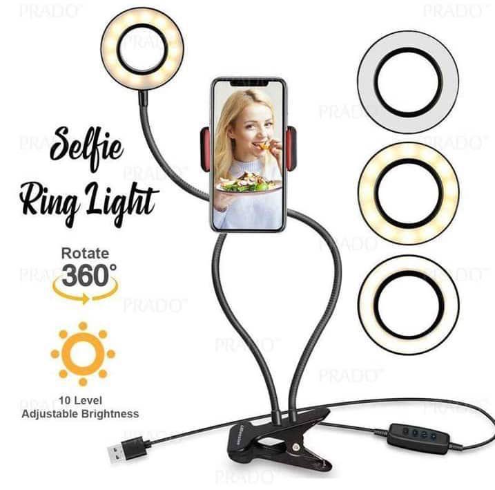 Trendy Selfie Ring Light With Cell Phone Stand For Live Stream/Makeup - Image 2